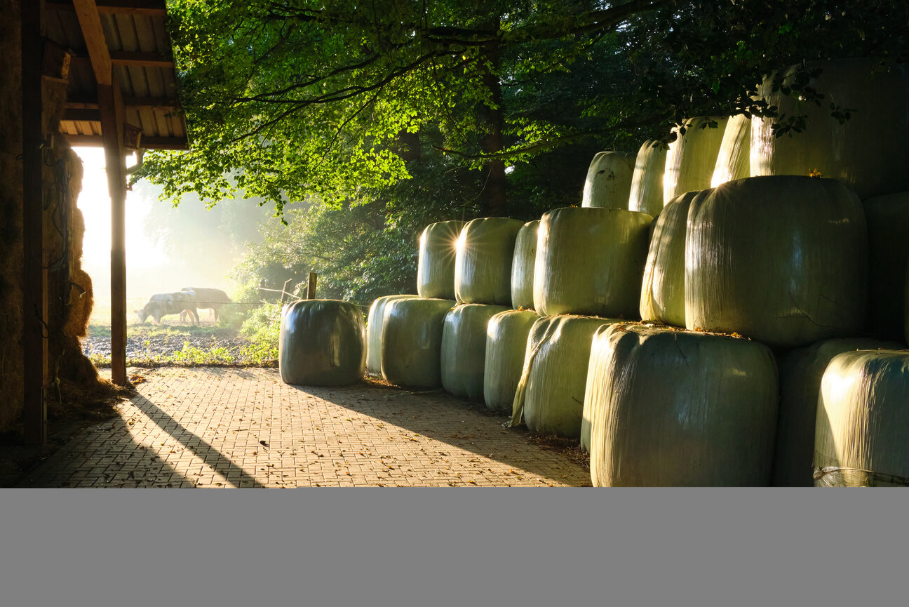 Heuballen auf einem Hof